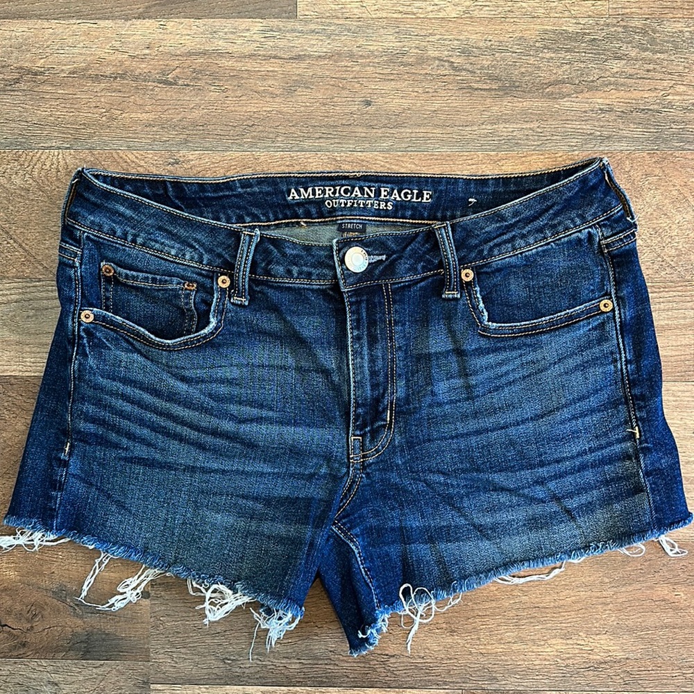 American Eagle Tomgirl Midi Stretch Denim Jean Shorts